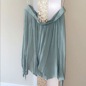 green off shoulder blouse